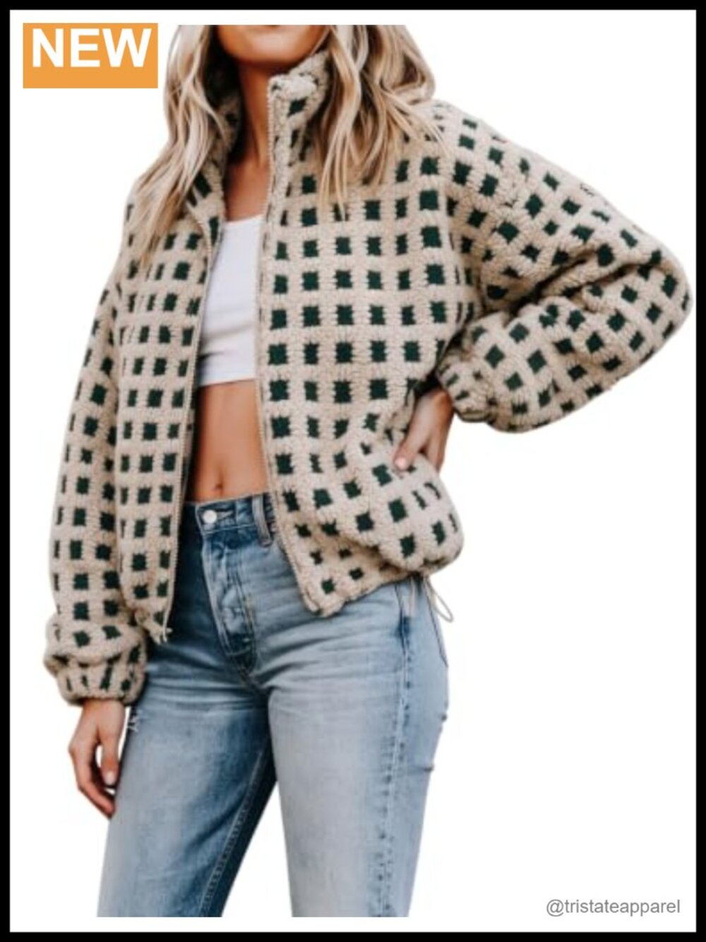 Women's Sherpa Fleece Zip Up Jacket Long Sleeve Warm Winter Coat